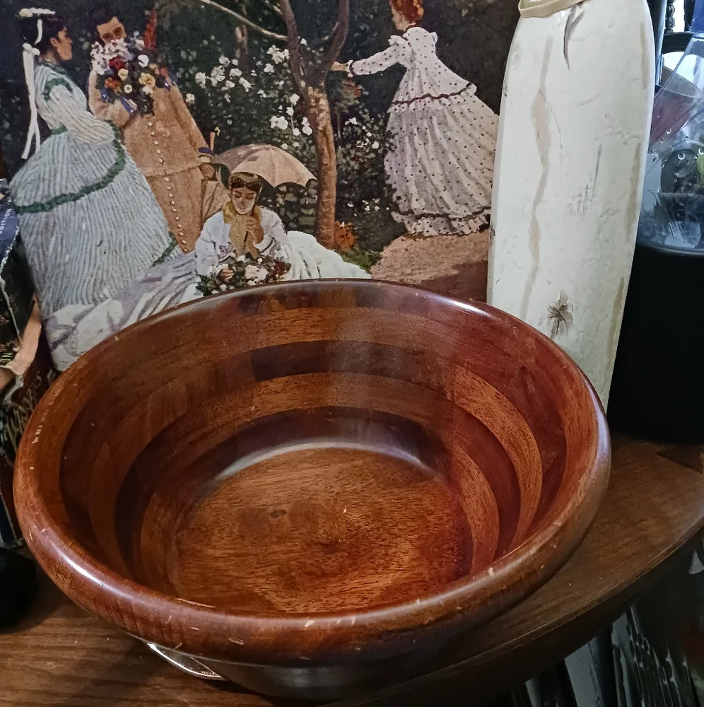 π₯ Vintage Wood Serving Bowl, Acacia Wood, 12" x 5",A Nice Bowl.π₯£π₯£ - Picture 10 of 10